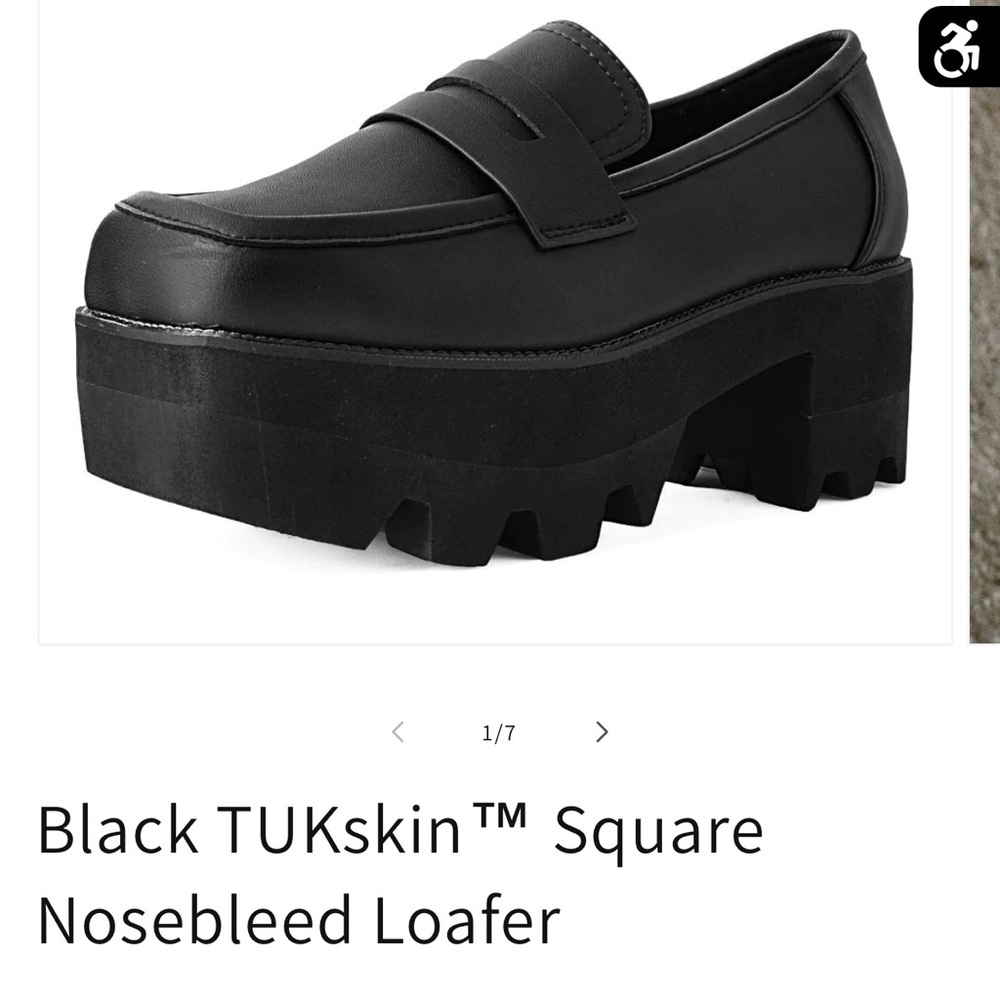 T.U.K. Black Vegan TUKskin Nosebleed Square Toe Loafers - Size 6 ❤️💋 - Picture 3 of 17
